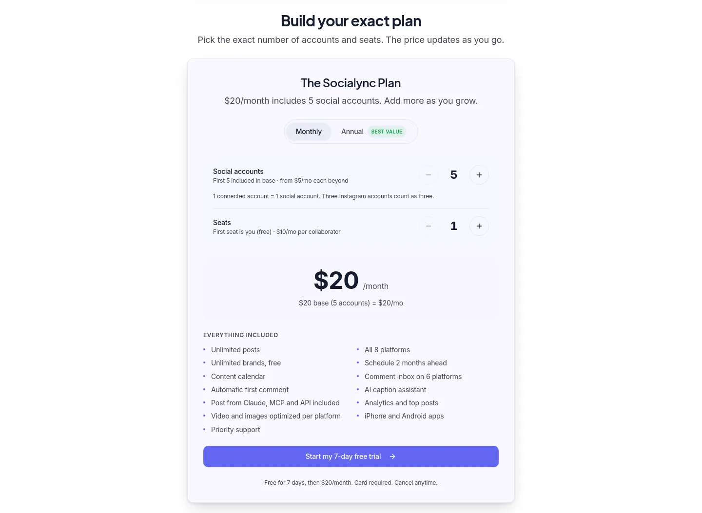 socialync.io — a real Pricing section