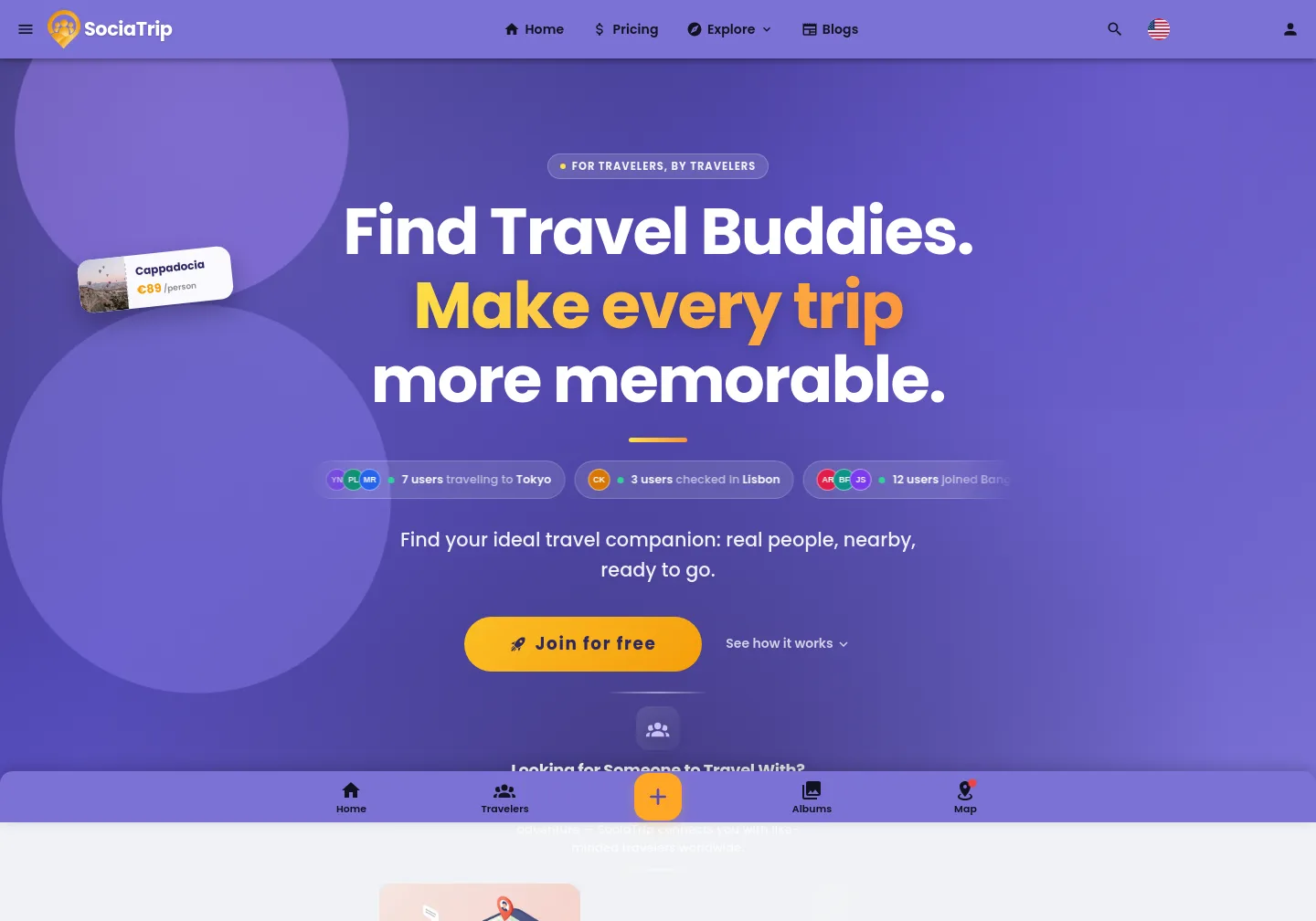 sociatrip.com — a measured funnel