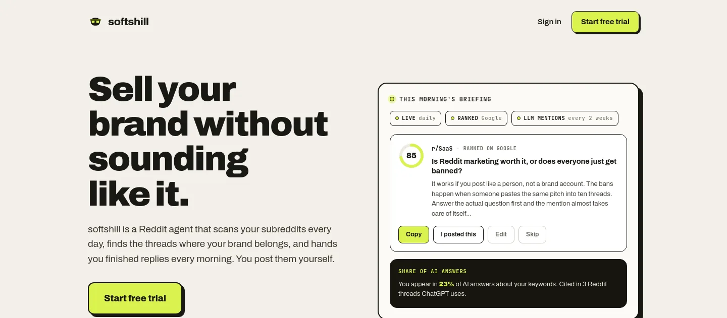 softshill.com — a measured funnel