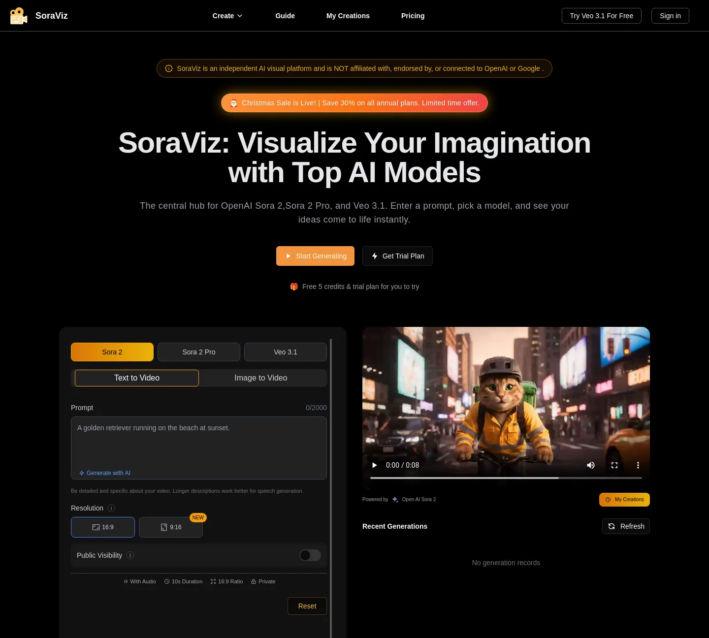 soraviz.com — a measured funnel