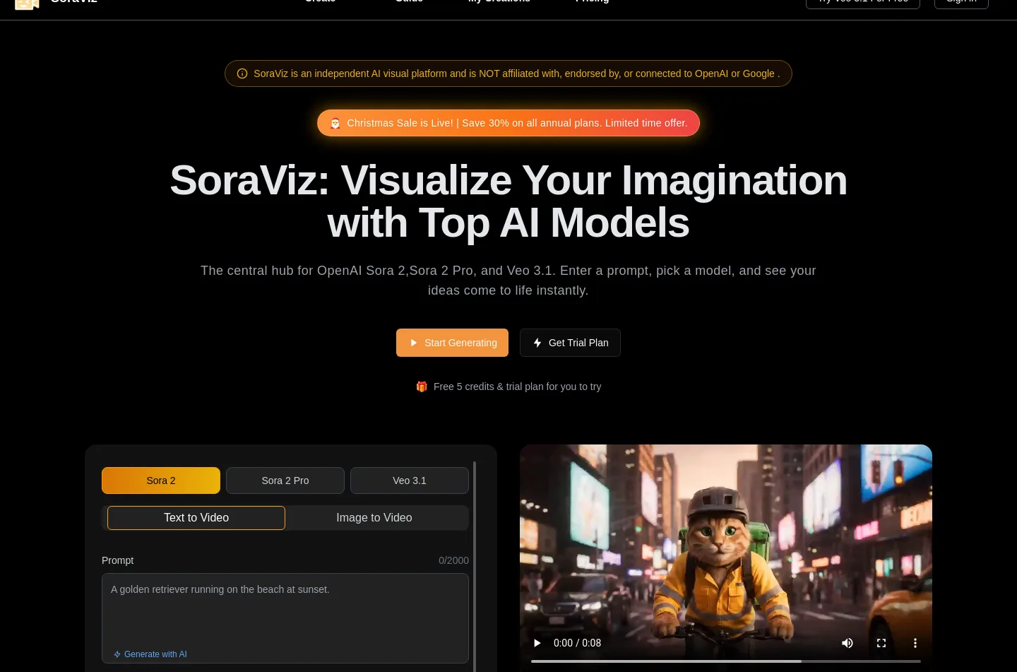 soraviz.com — a real Hero section