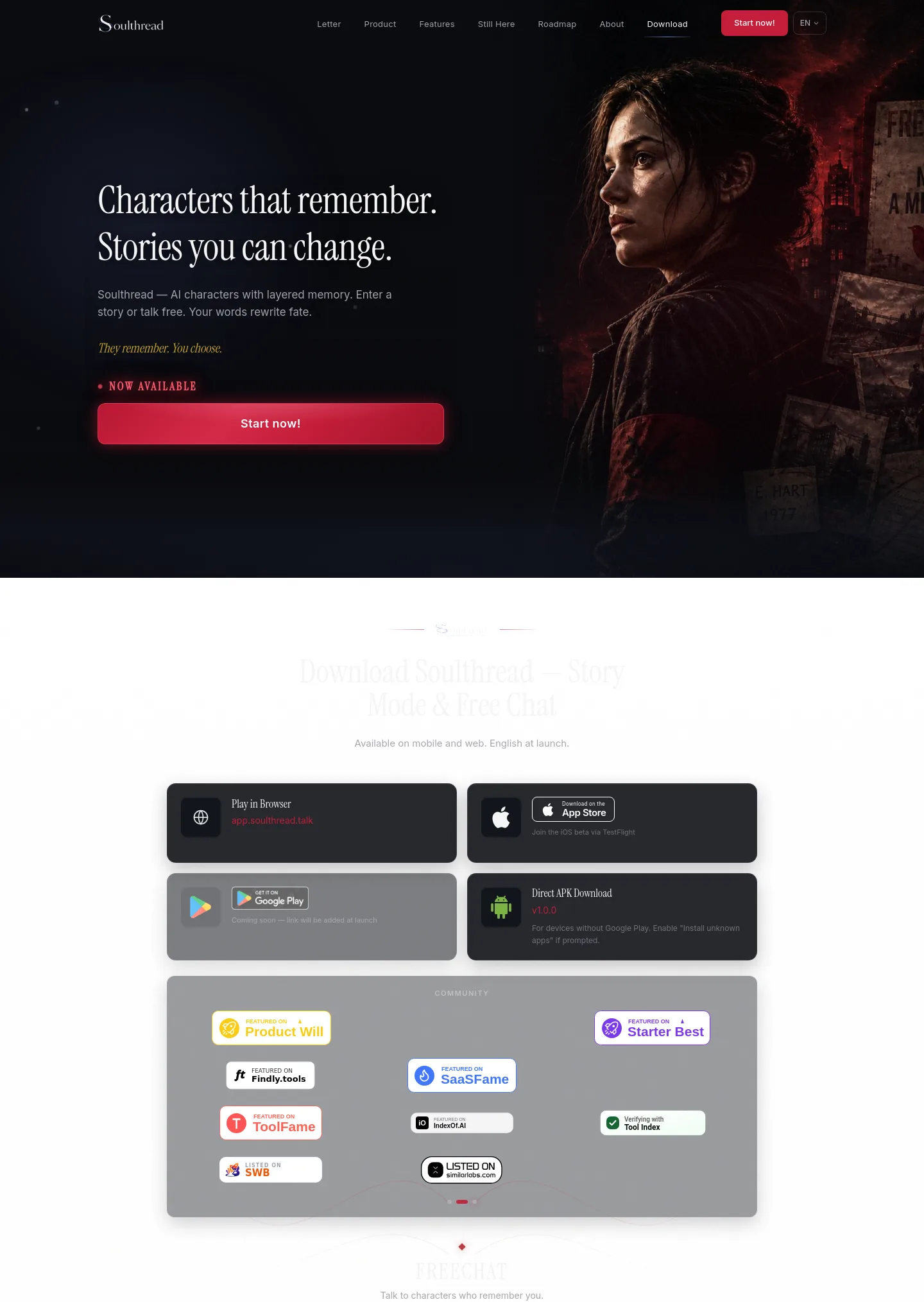 soulthread.talk — a measured funnel
