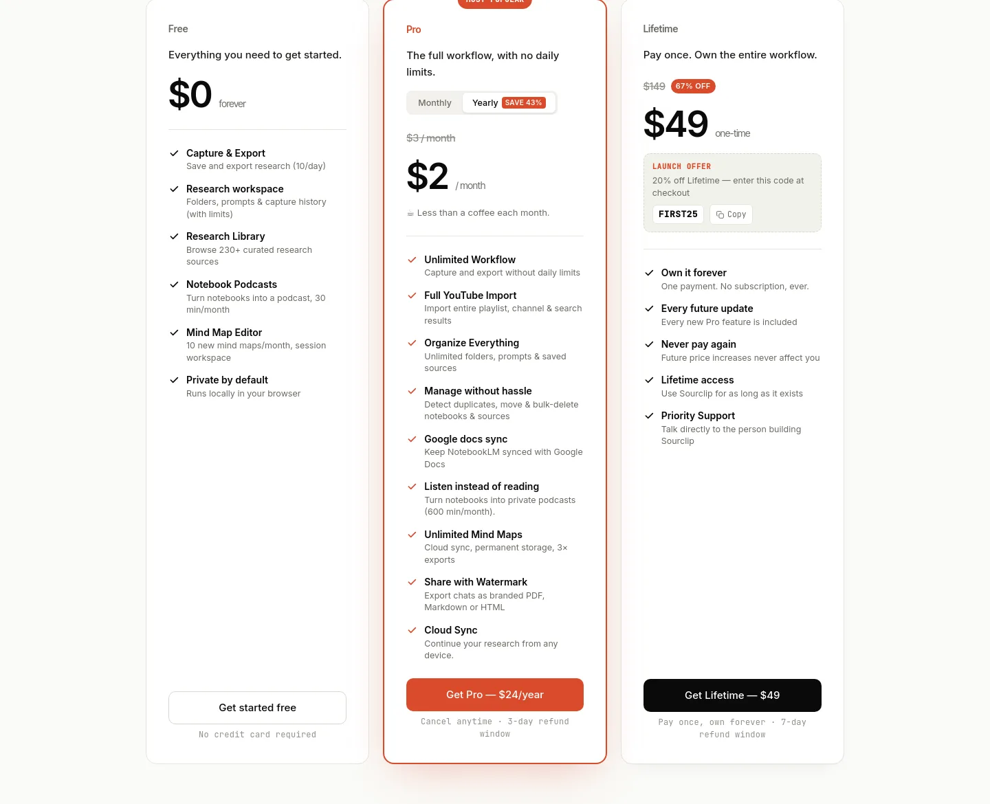 sourclip.com Features section