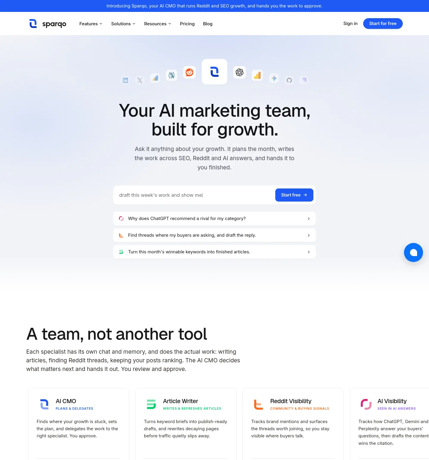 sparqo.ai — a real The Objection-Handler page