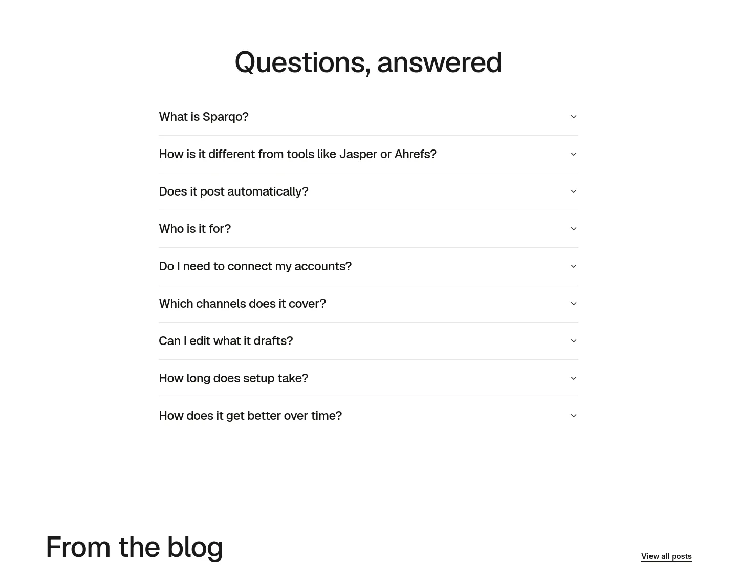 sparqo.ai FAQ section