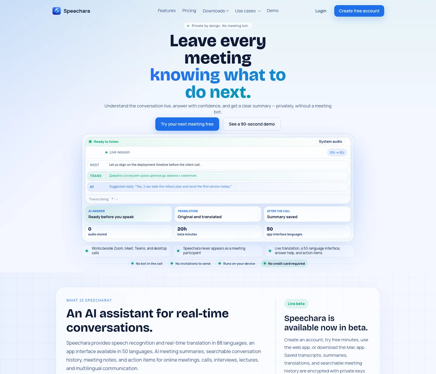 speechara.ai — a measured funnel