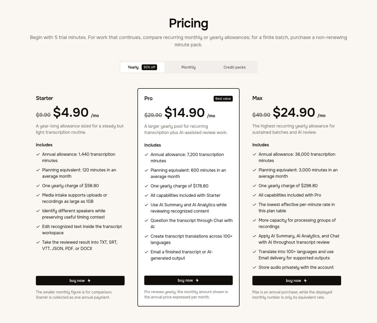 speechnotes.org — Pricing