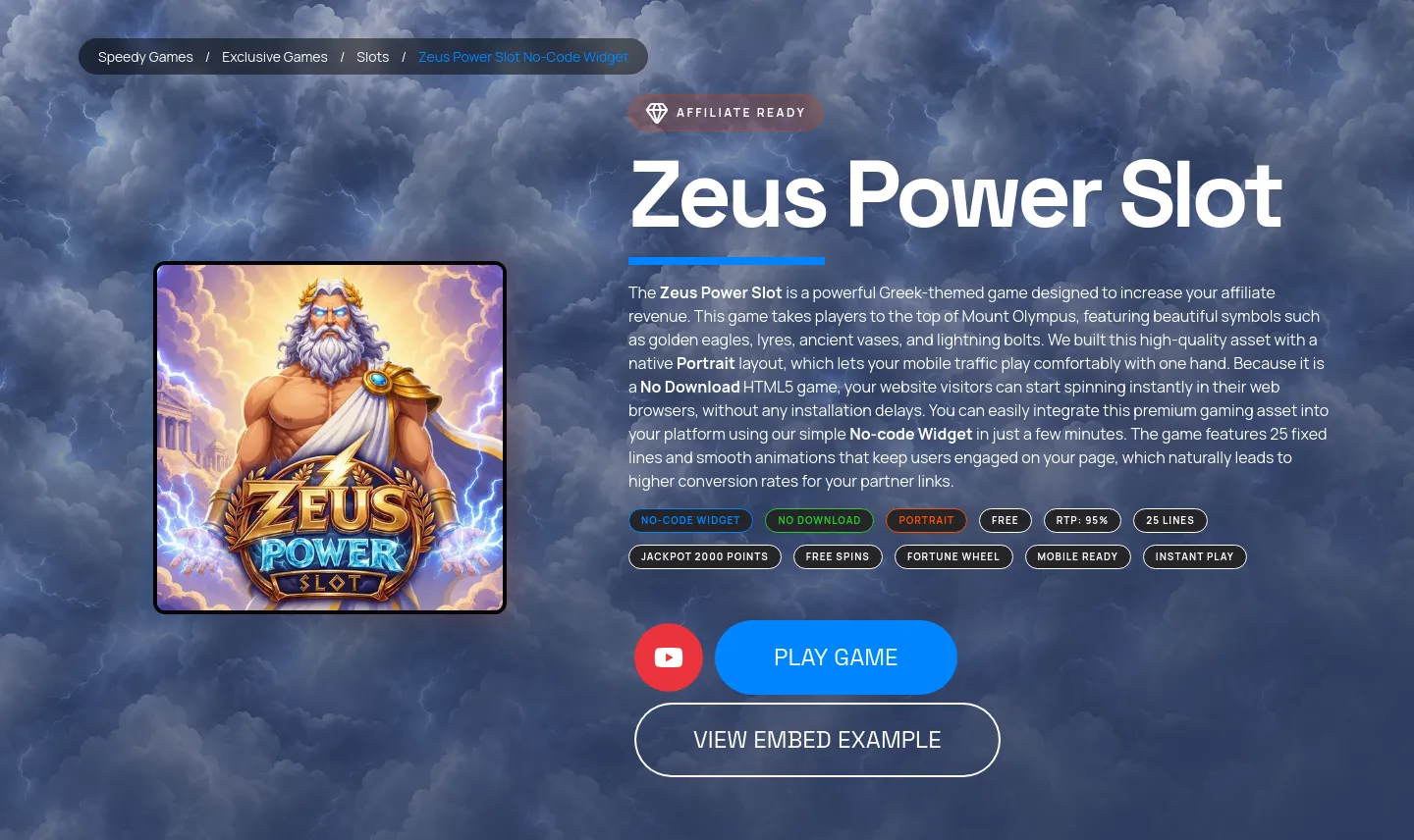 speedygames.com Hero section