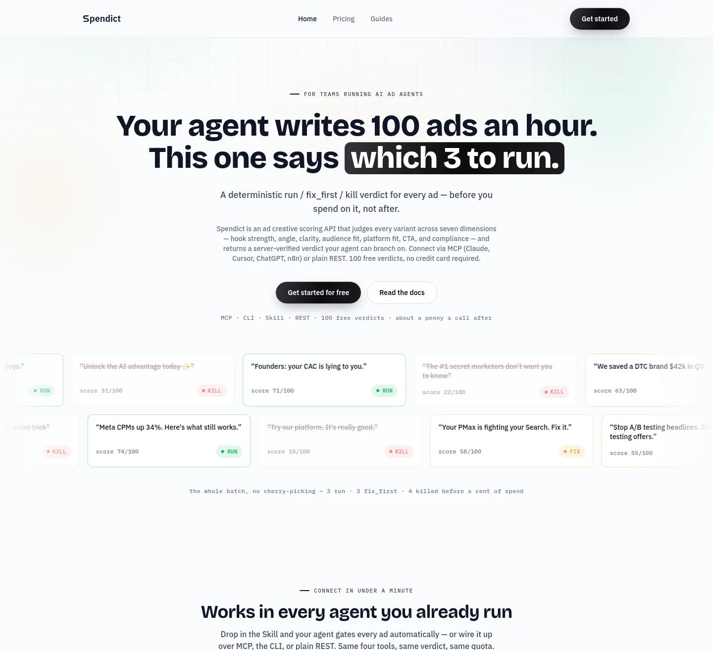 spendict.com — a measured funnel