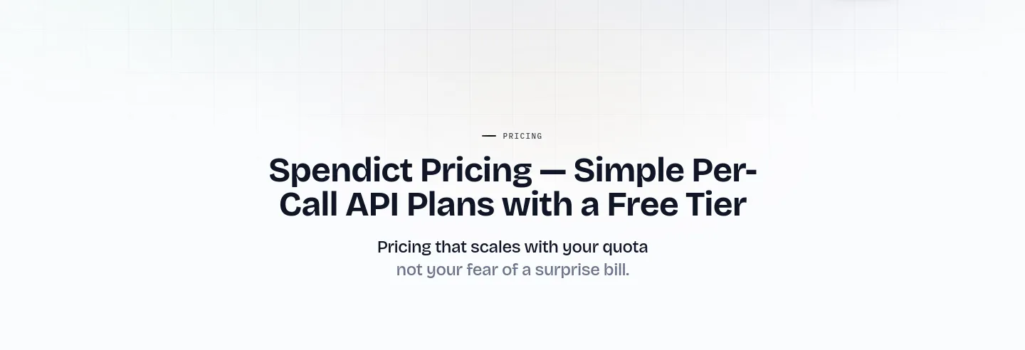 spendict.com Hero section
