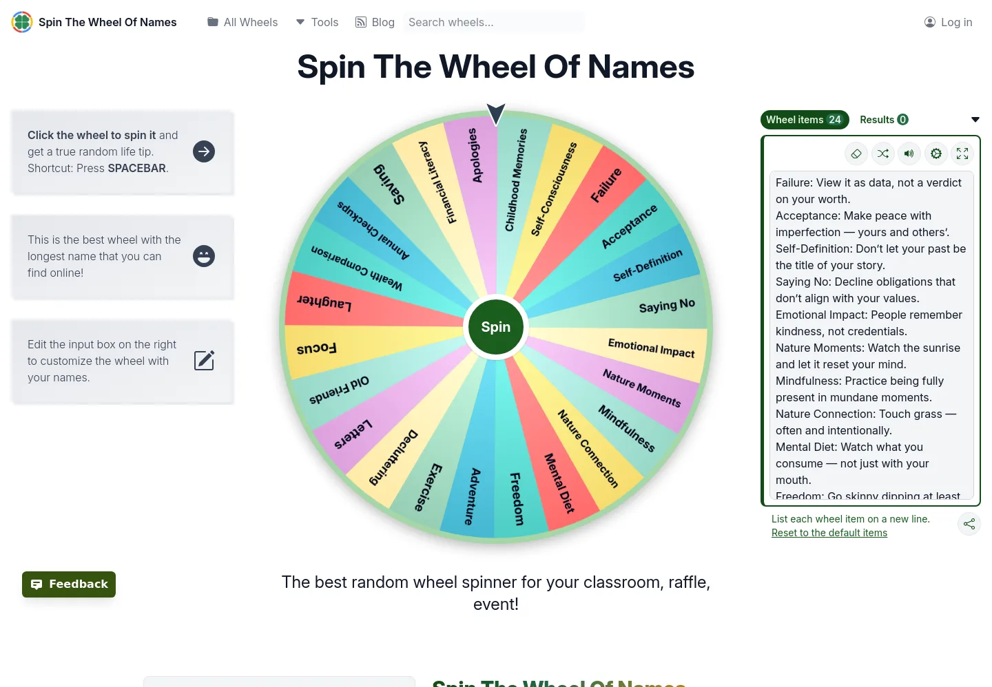 spinthewheelofnames.com — a measured funnel