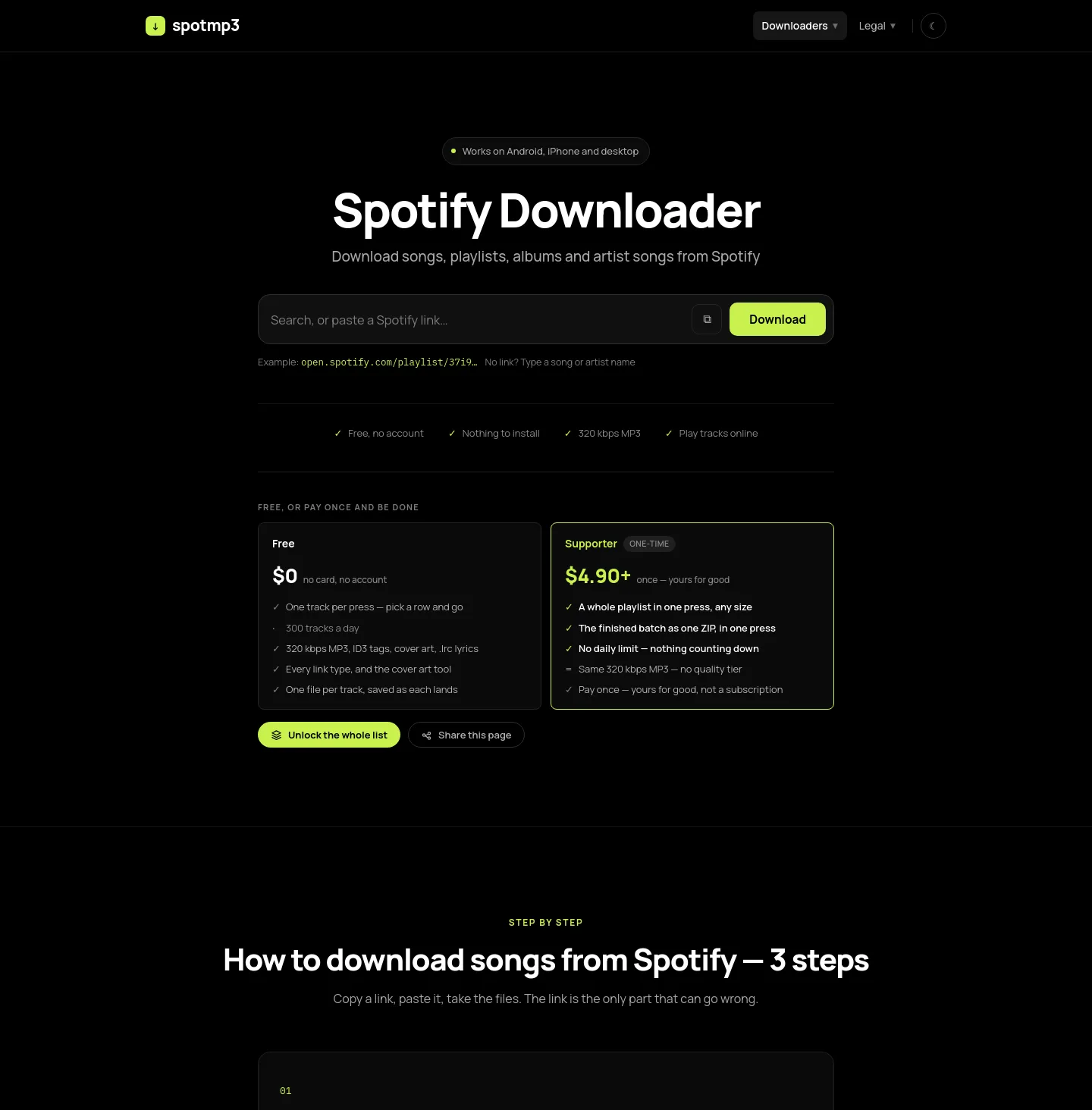 spotmp3.net — a measured funnel