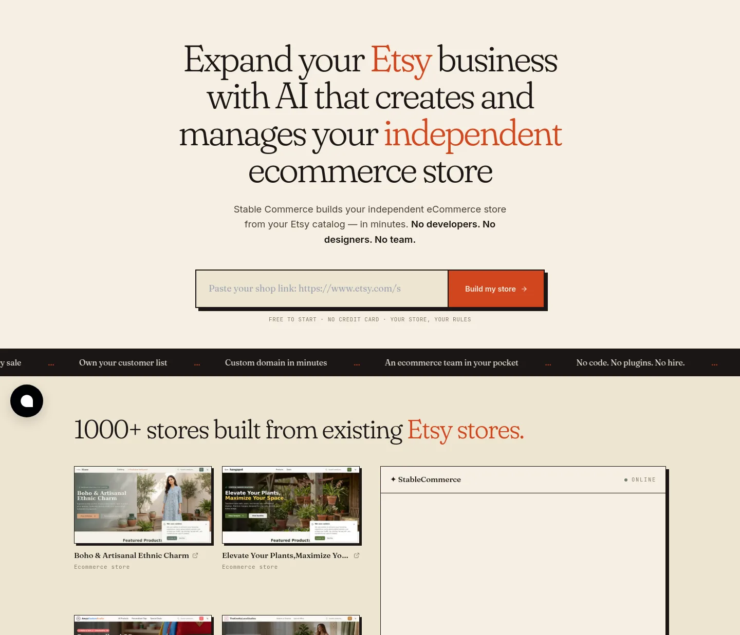 stablecommerce.ai Hero section