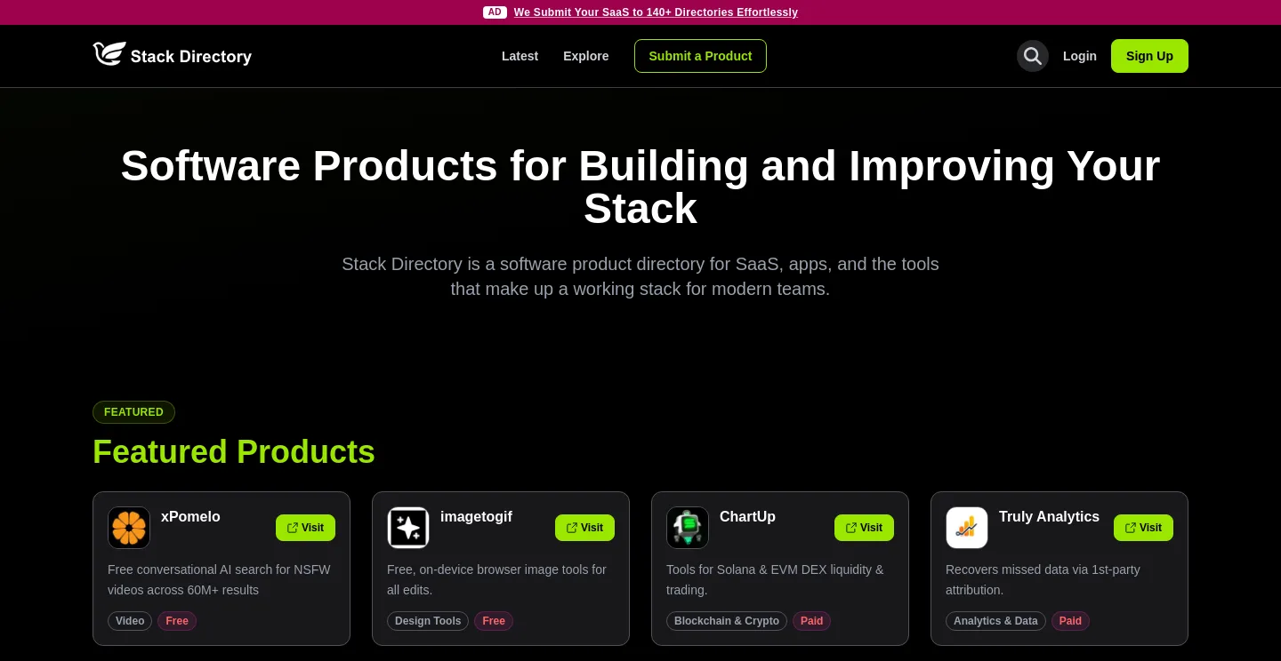 stackdirectory.com — a measured funnel