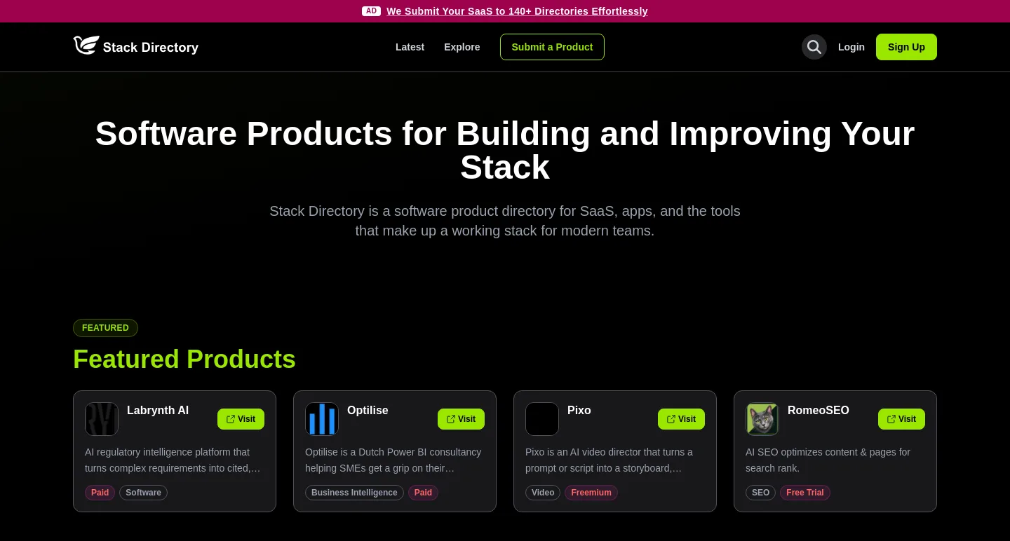 stackdirectory.com — a measured funnel
