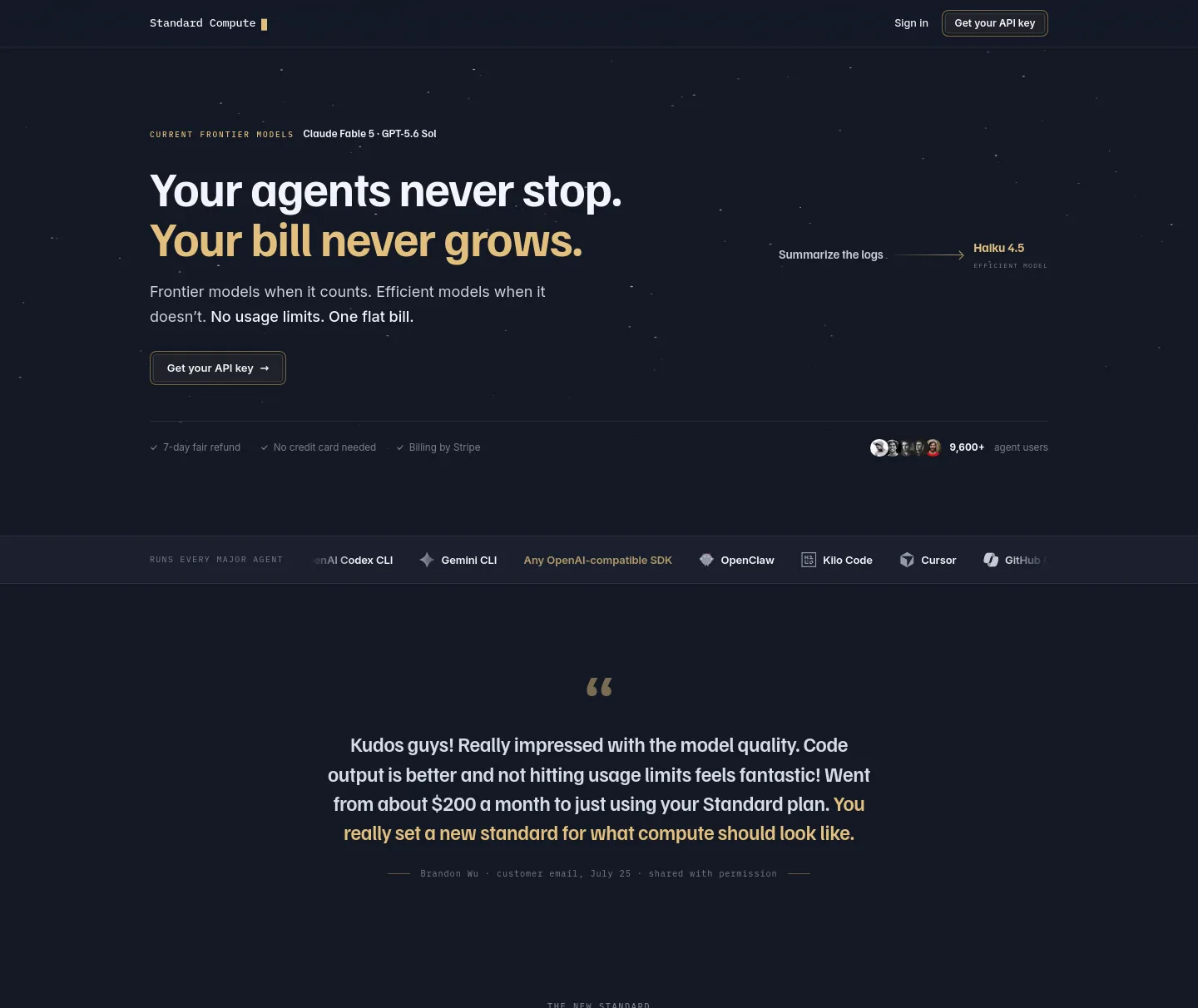 standardcompute.com — a measured funnel