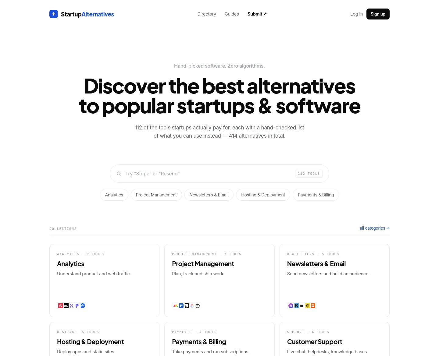 startupalternatives.com — a measured funnel