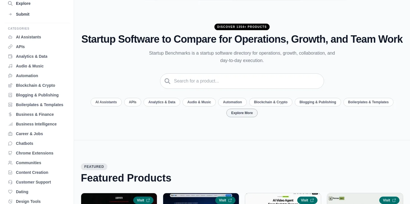 startupbenchmarks.com — Hero