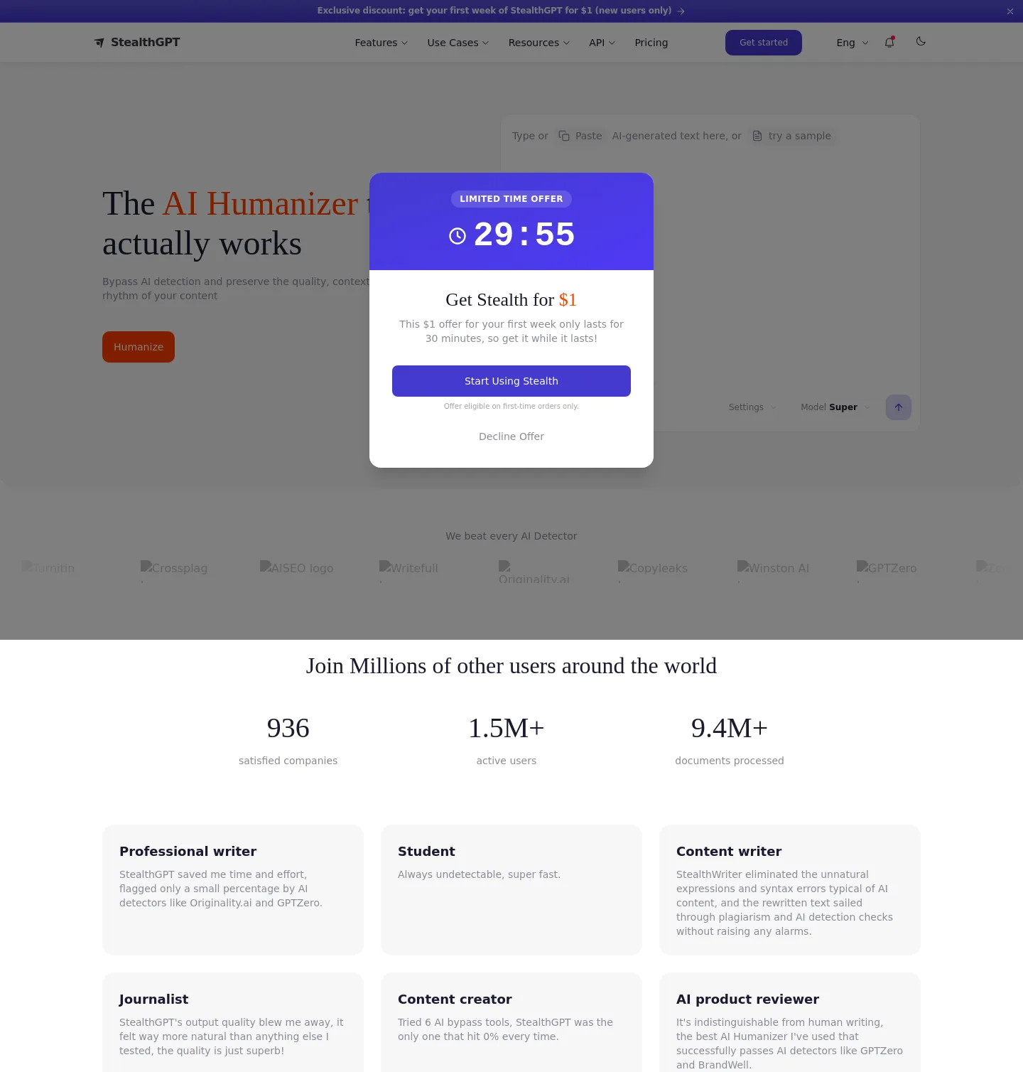 stealthgpt.ai — a measured funnel