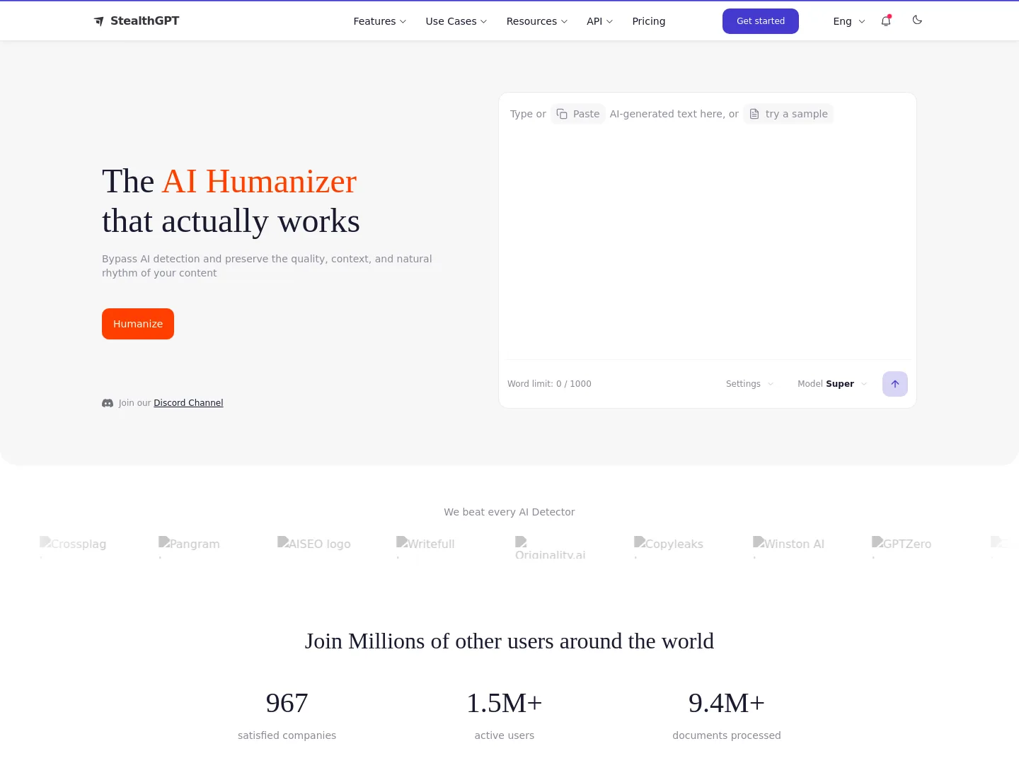 stealthgpt.ai — a real Hero section