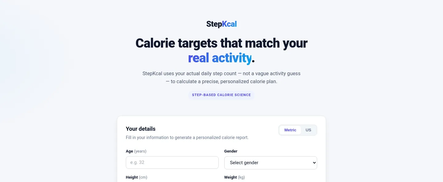 stepkcal.com — a measured funnel