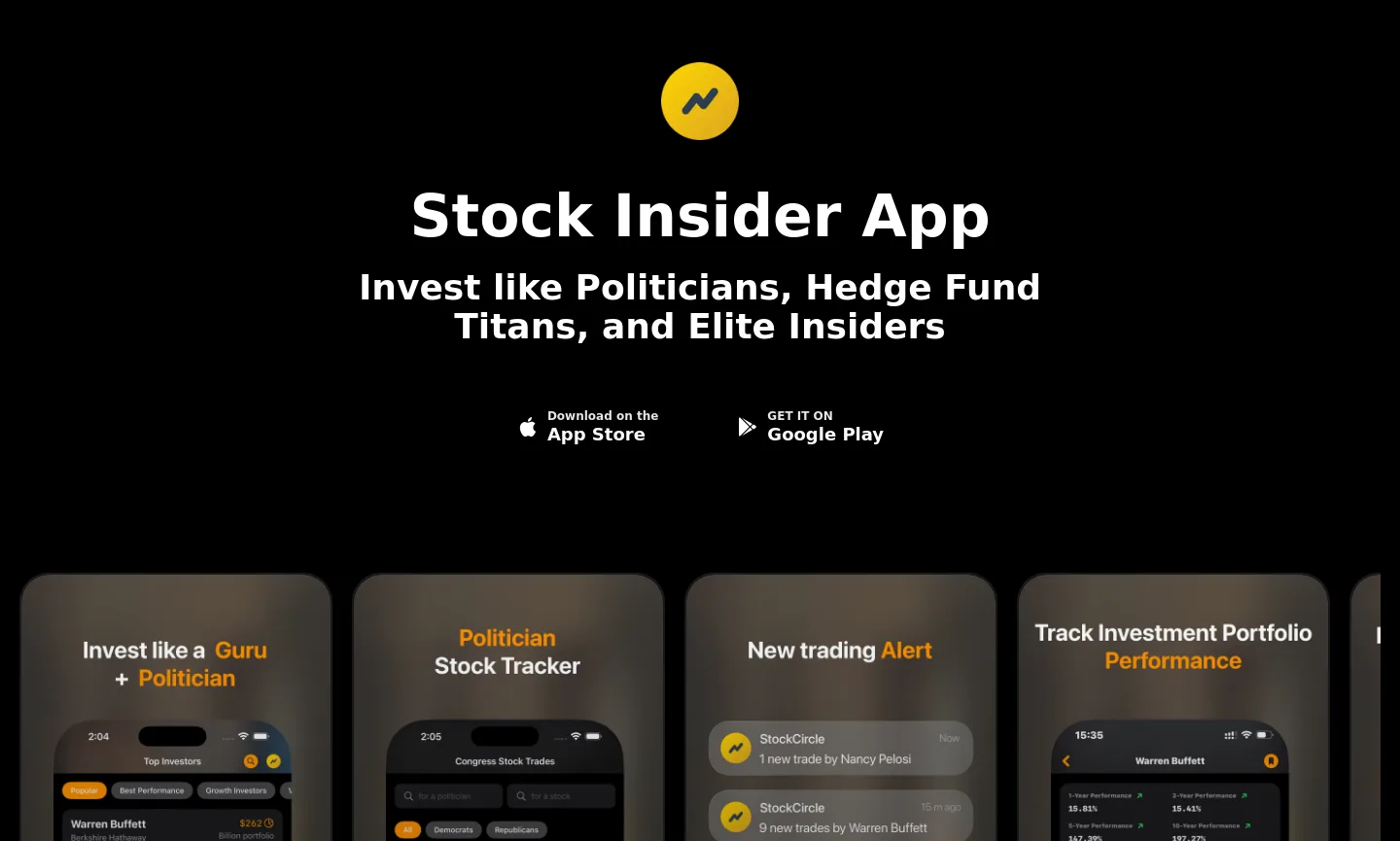 stockinsiderapp.com — a real Hero + Features page