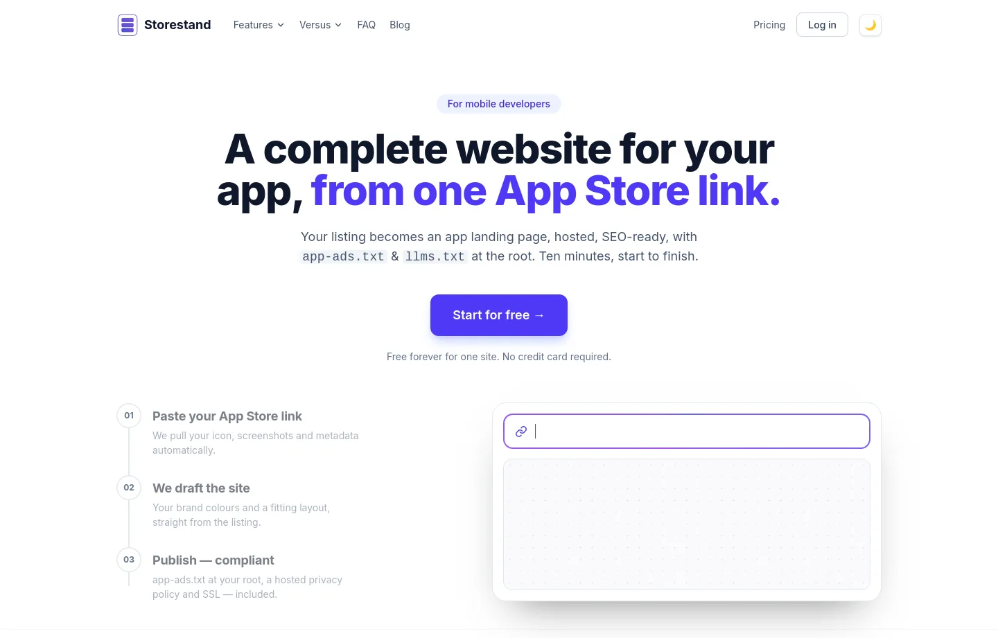 storestand.app — a measured funnel