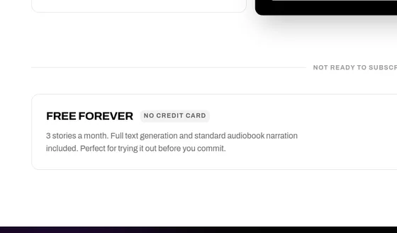 No credit card element from storybound.kids
