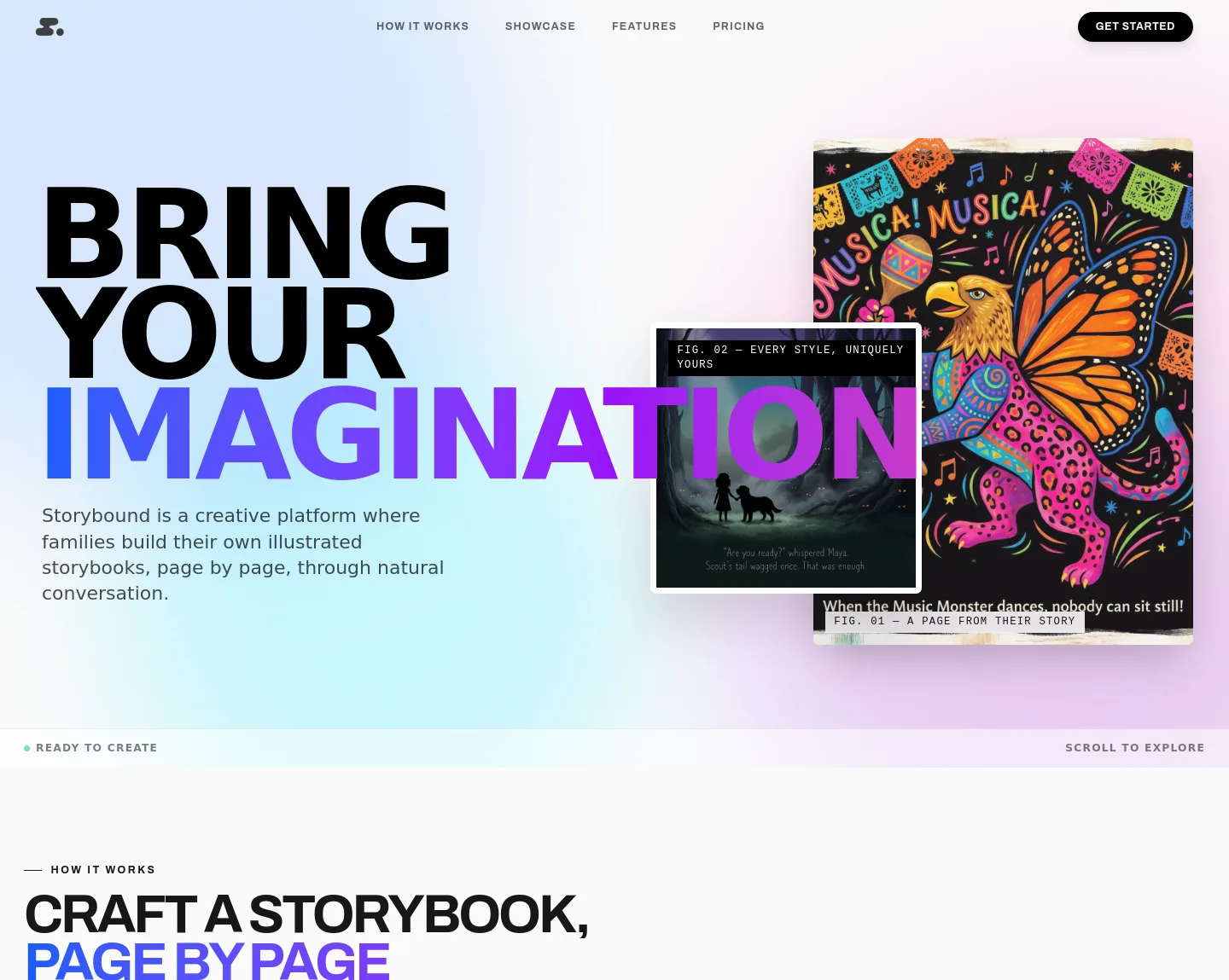 storybound.kids — a real Features section