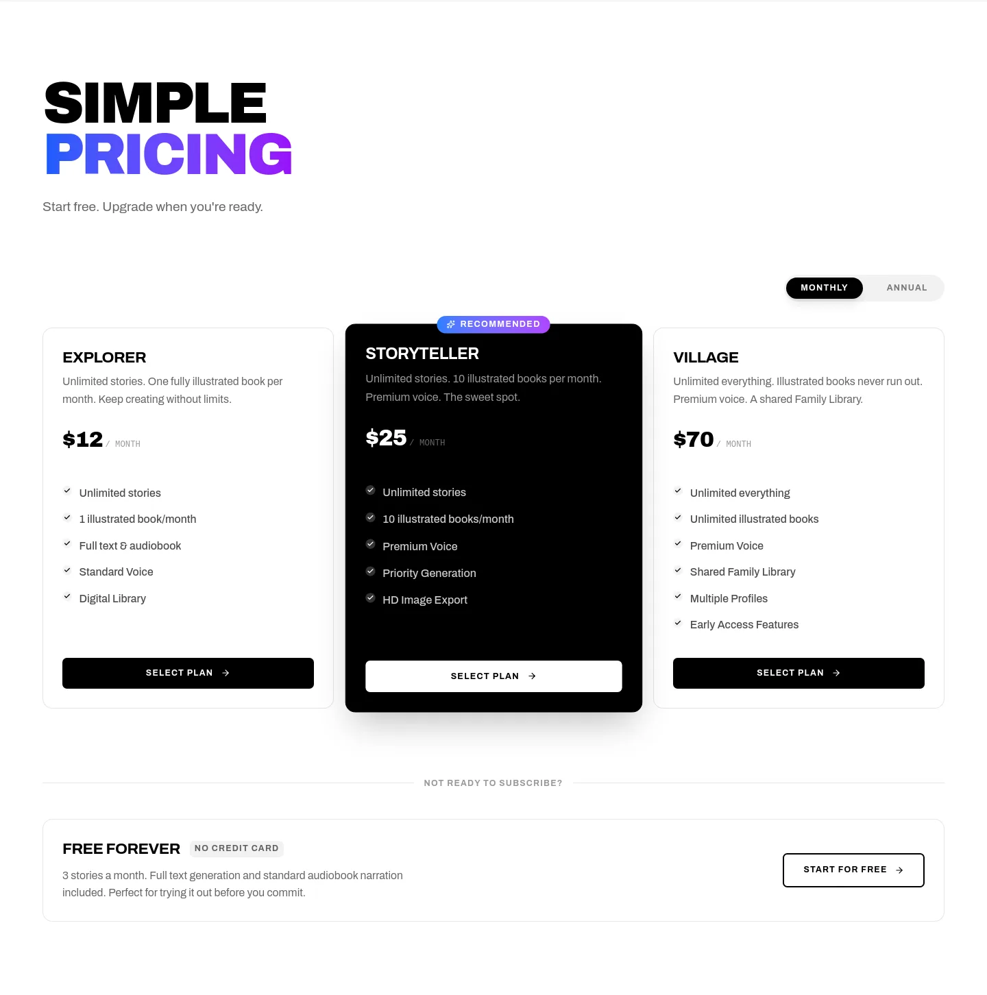 storybound.kids — Pricing