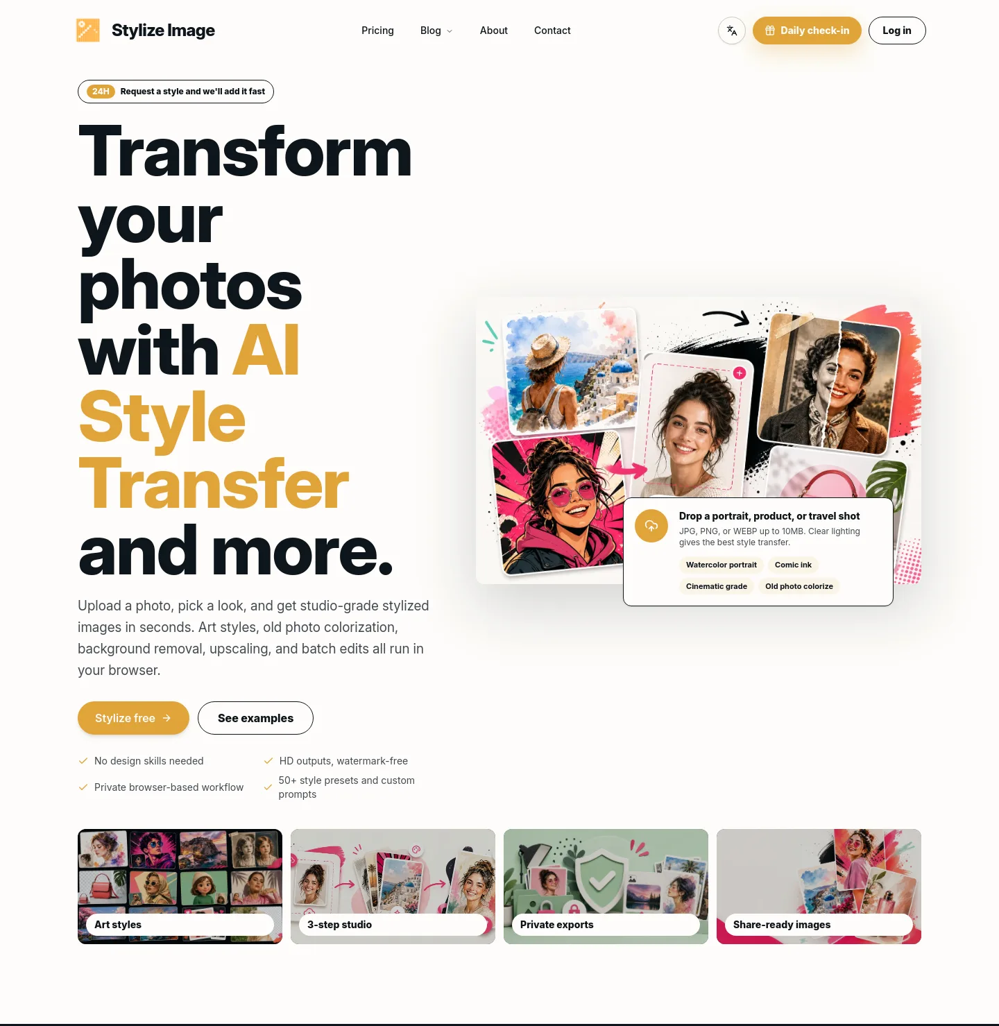 stylizeimage.com Hero section