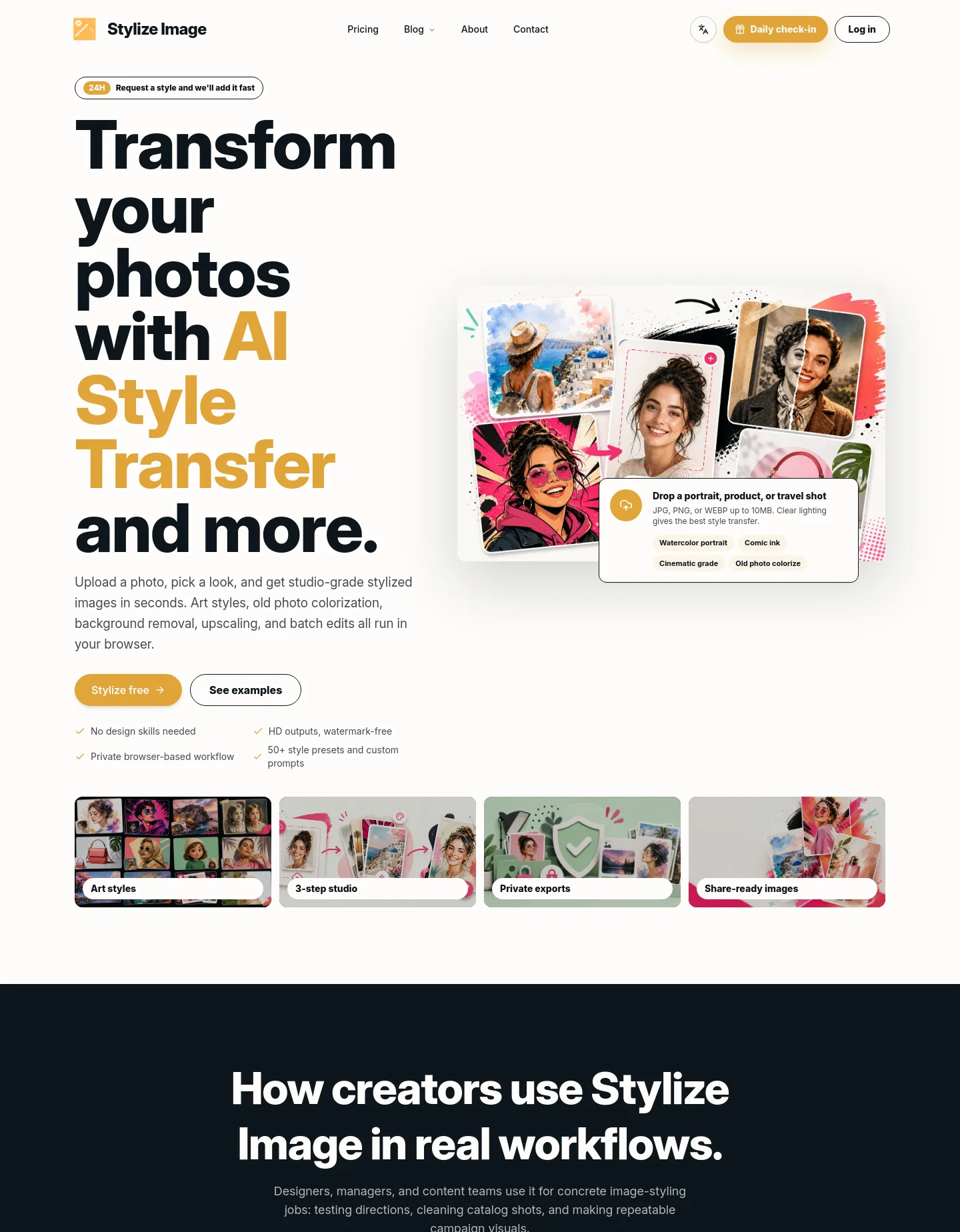 stylizeimage.com — a real The Pricing Page page