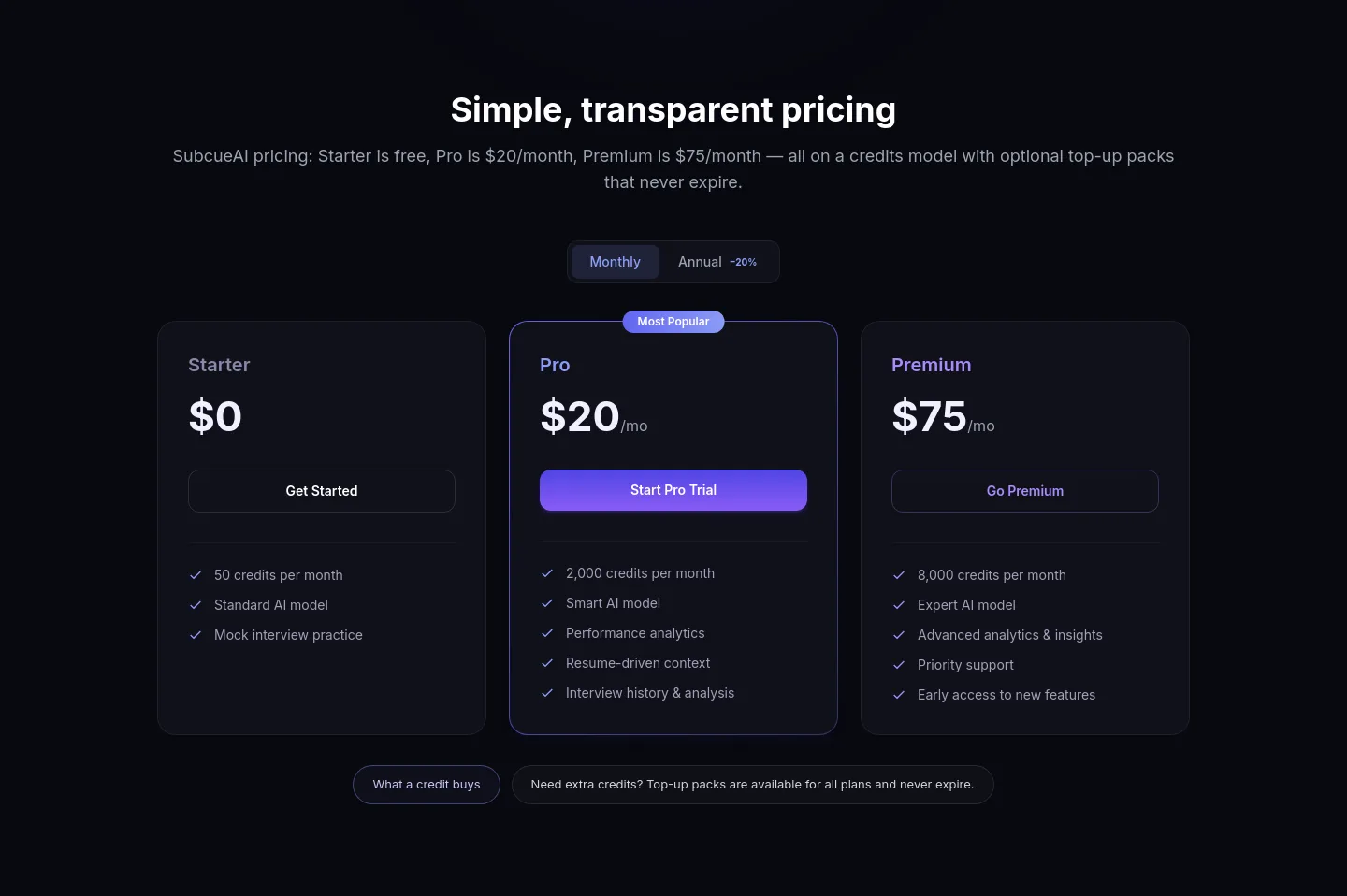 subcue.ai — Pricing