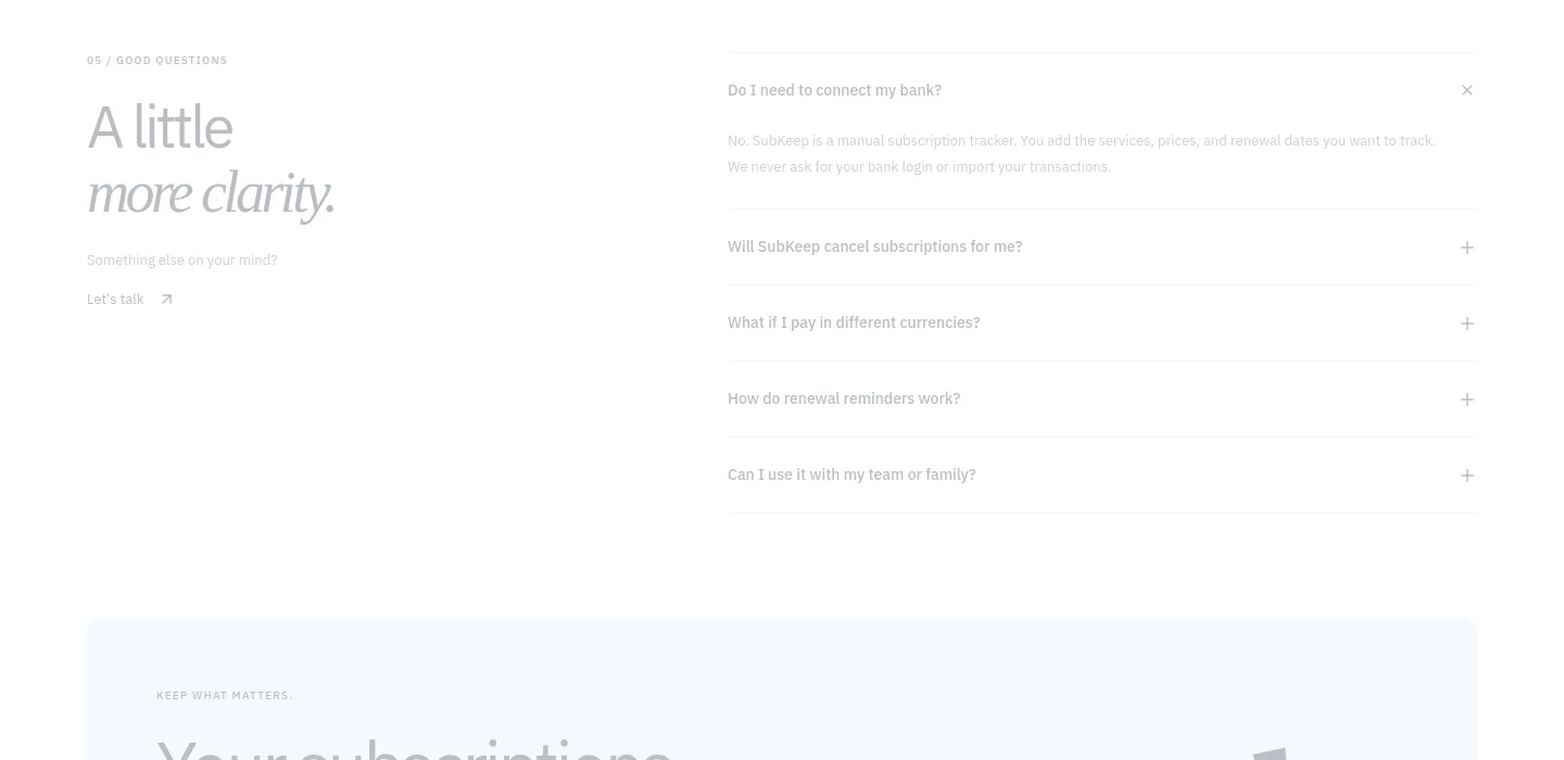 subkeep.app — FAQ