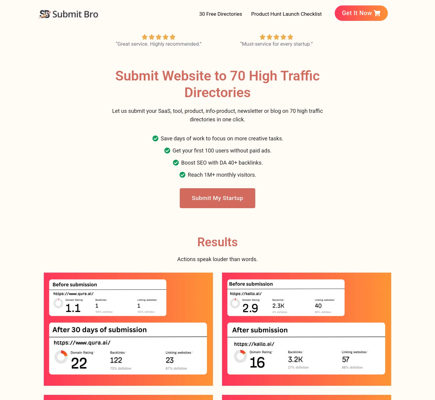 submitbro.com — a measured funnel