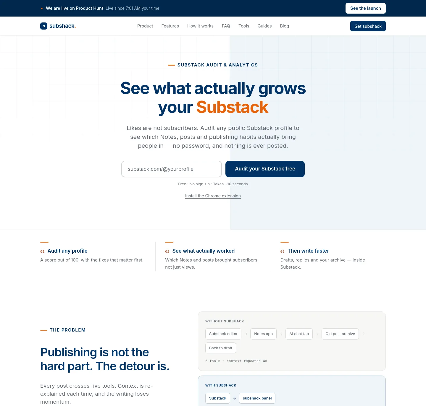 subshack.pro — Hero + Features