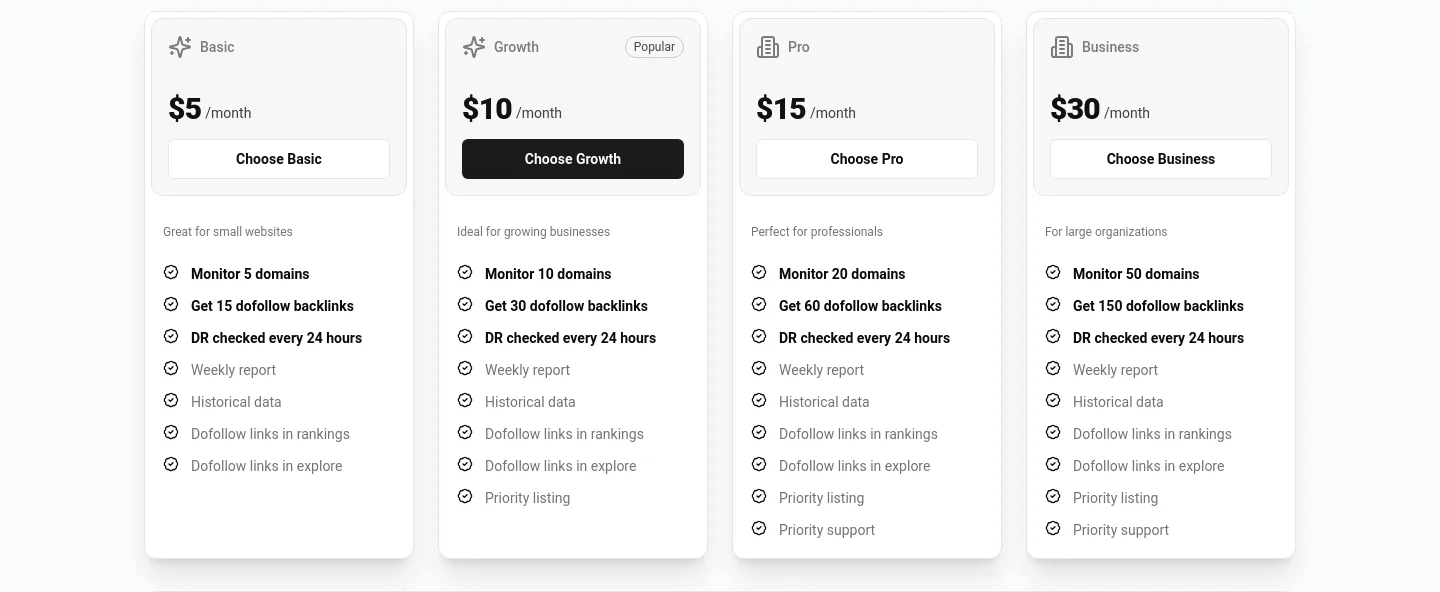 supadr.com — a real Pricing section