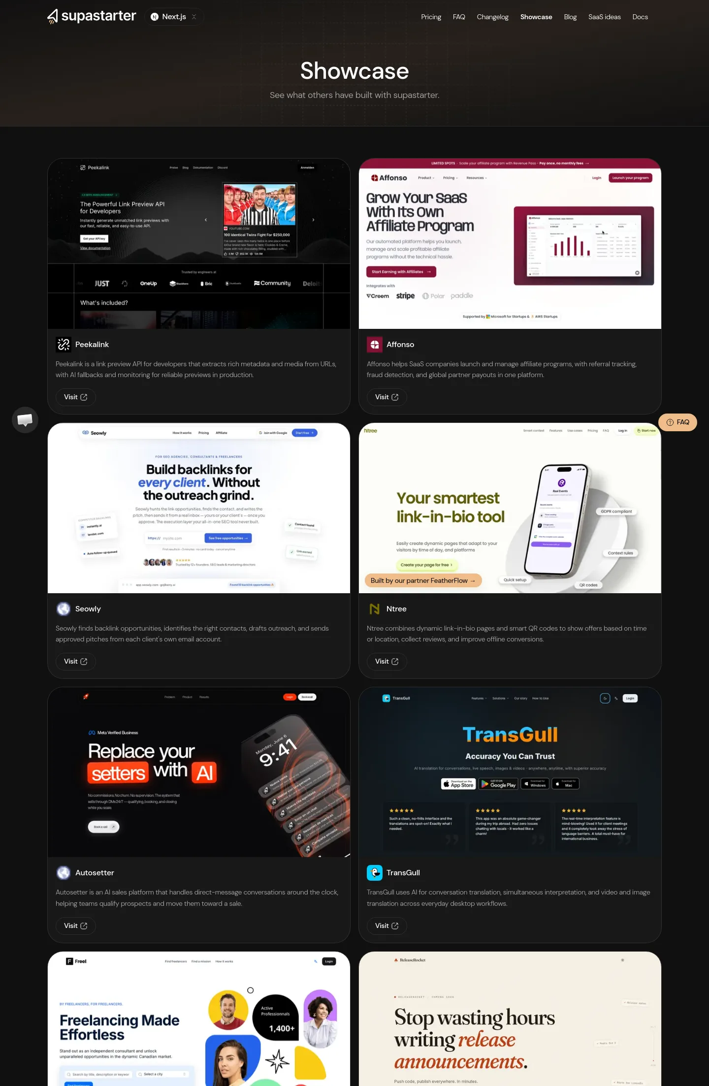 supastarter.dev — a measured funnel