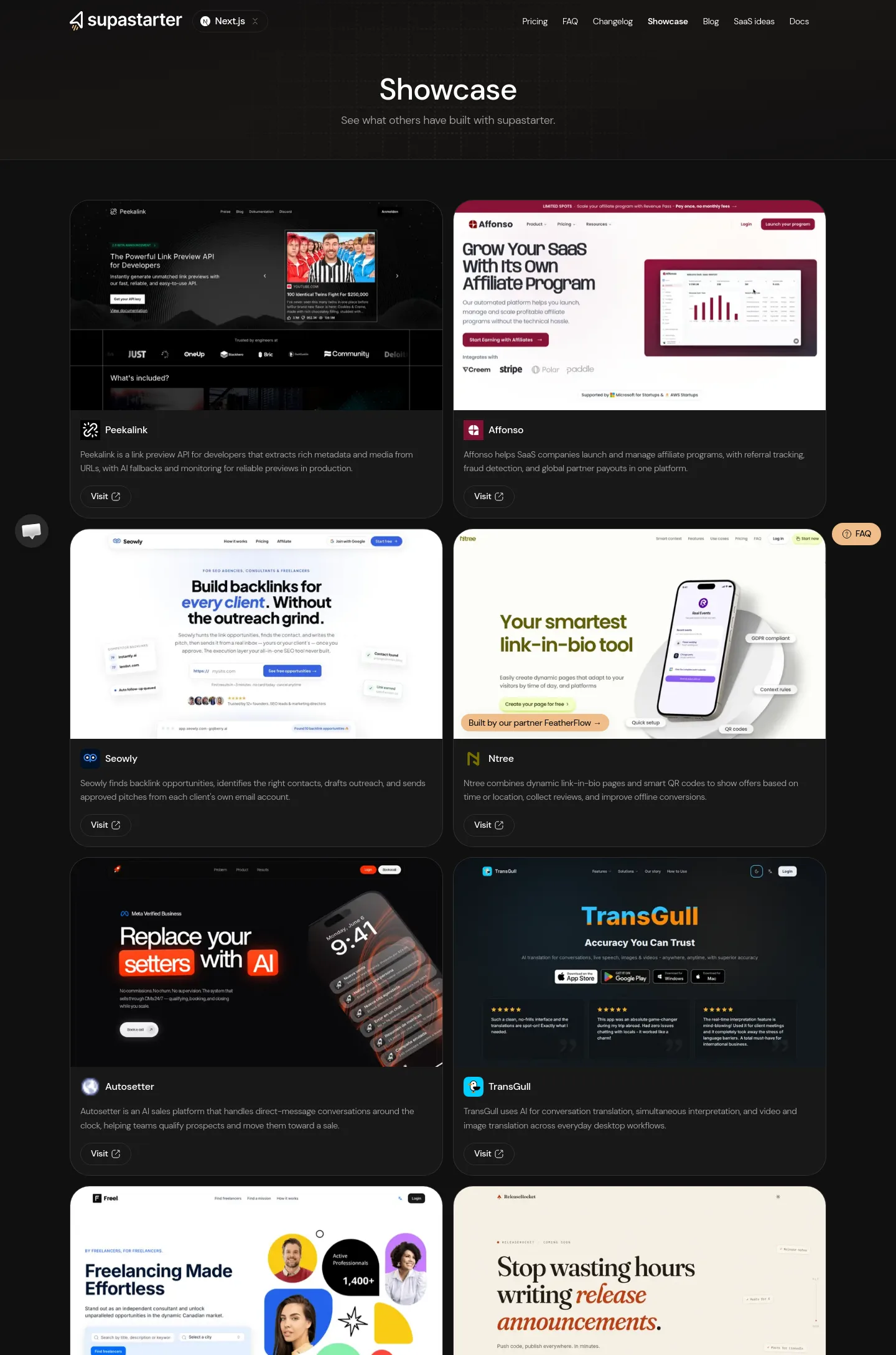 supastarter.dev — a measured funnel