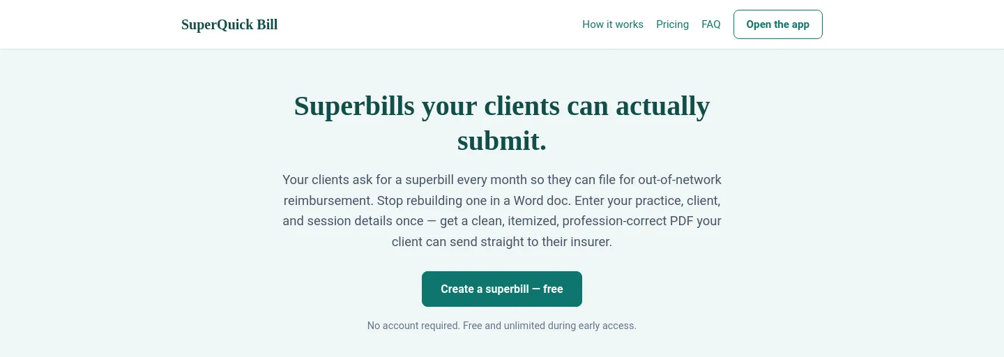 superbillgen.com — a measured funnel