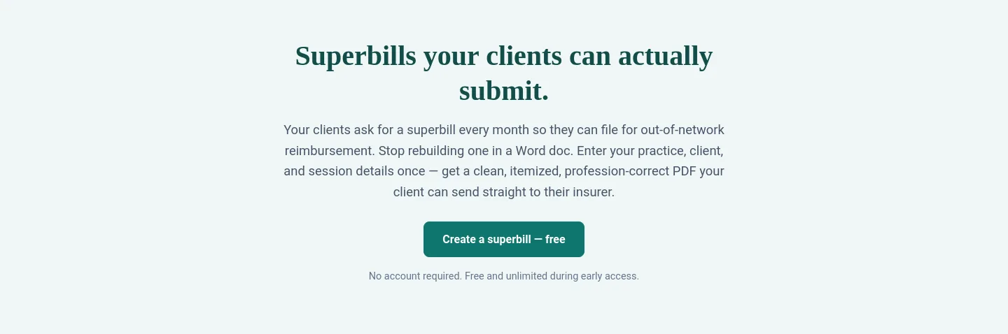 superbillgen.com Hero section