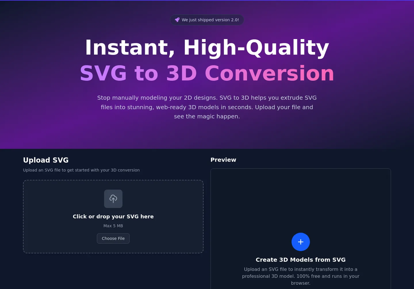 svgto3d.com Hero section