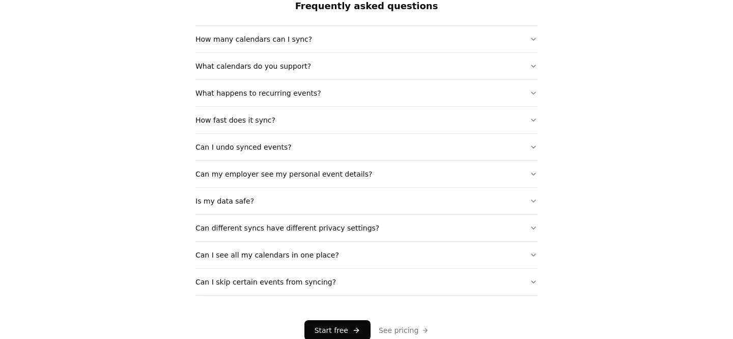 syncdate.app — a real FAQ section