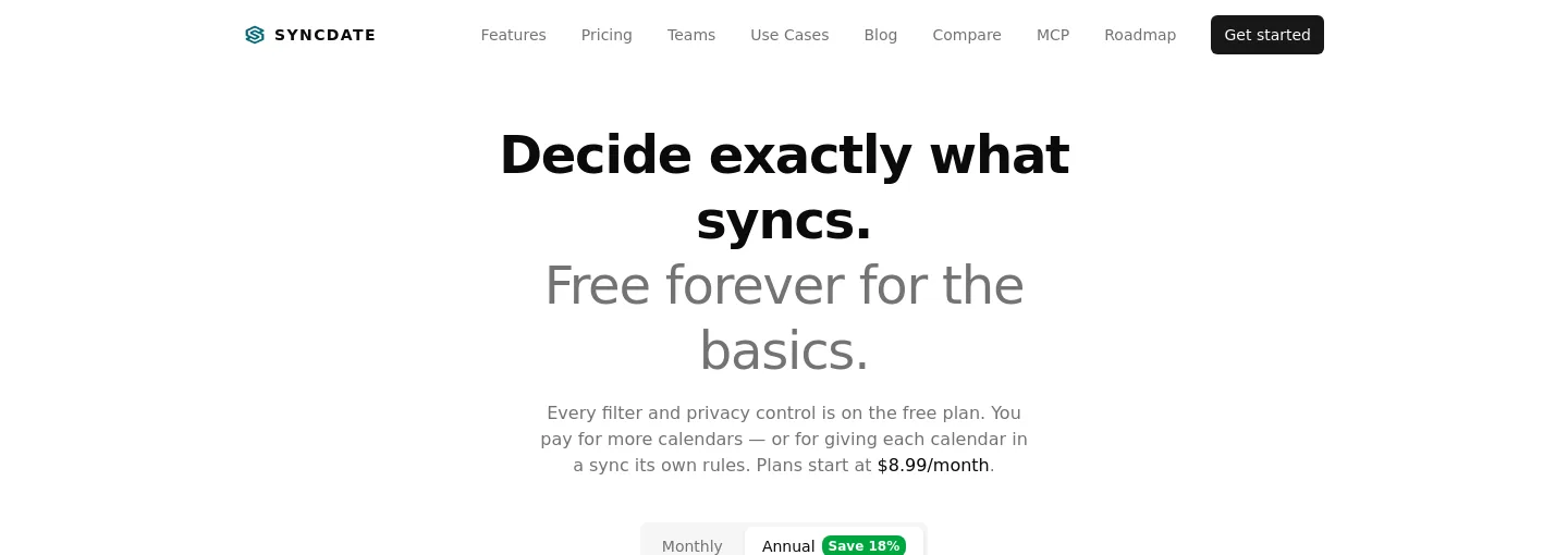 syncdate.app Hero section