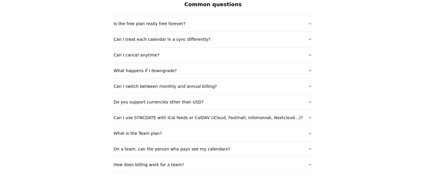 syncdate.app FAQ section