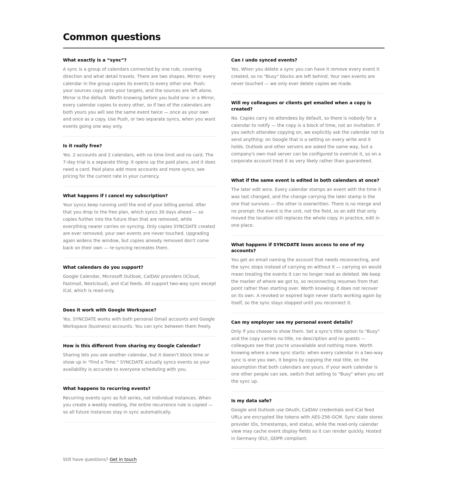 syncdate.app — FAQ
