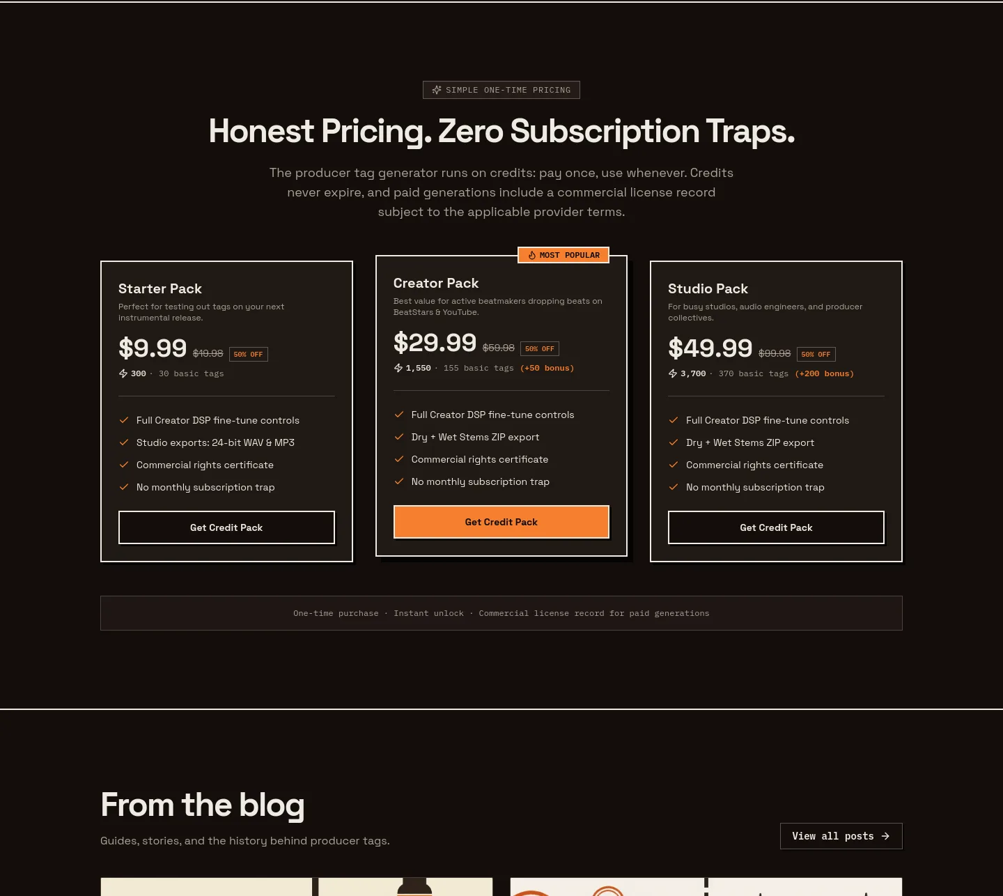tagyourbeat.com — Pricing