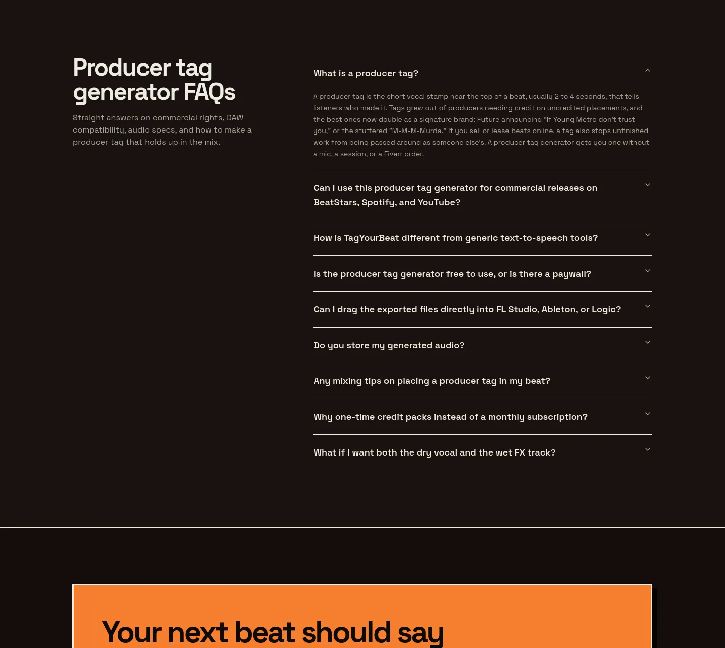 tagyourbeat.com — FAQ