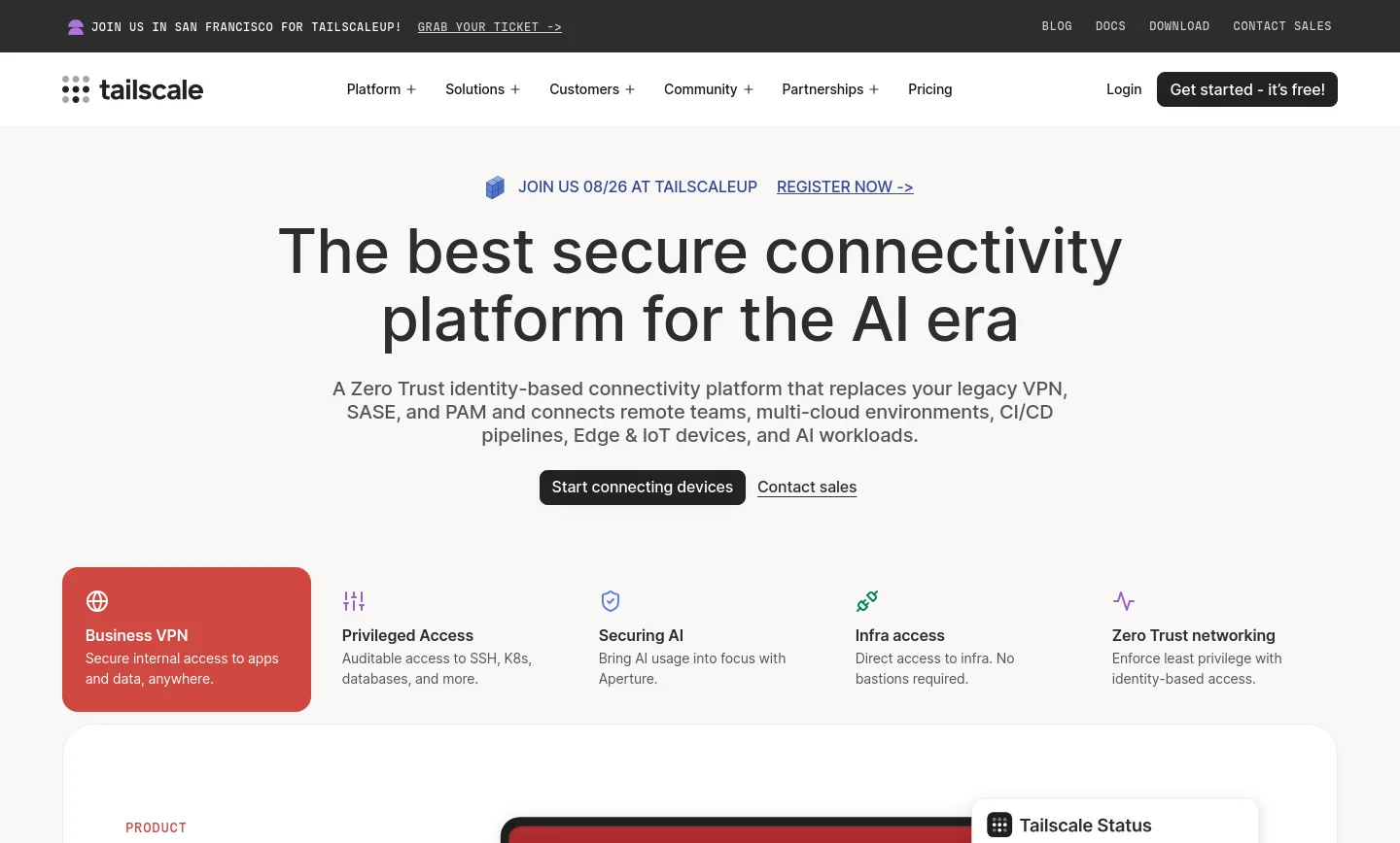 tailscale.com — a measured funnel