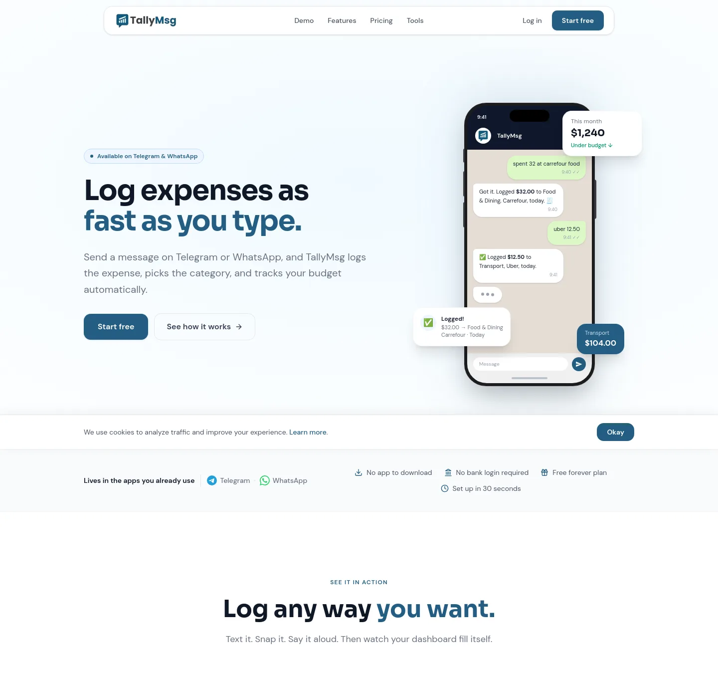 tallymsg.app — Hero